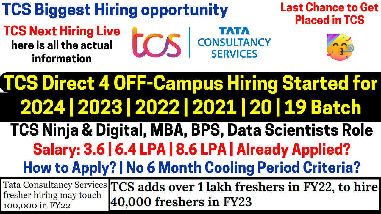 TCS Role 3 Direct OFFCampus Hiring Started for 2024 2023 2022
